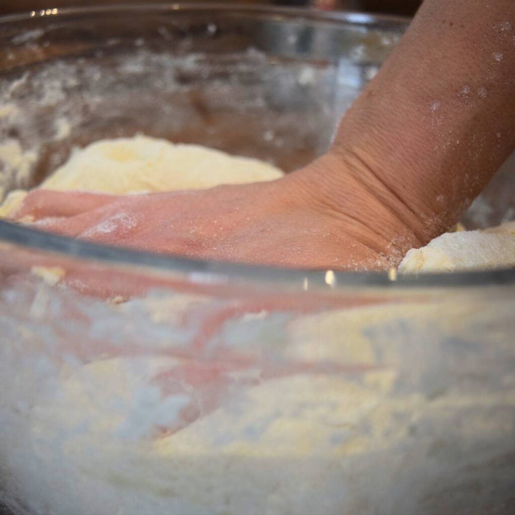 Super Simple Homemade White Bread kneading dough