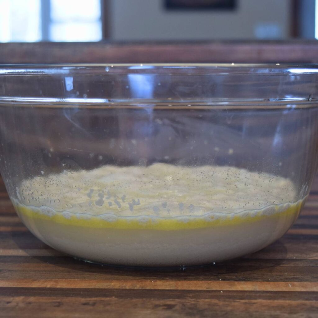 Super Simple Homemade White Bread Yeast fully bloomed